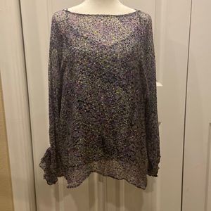 White House Black market two piece set sheer long sleeved top with camisole